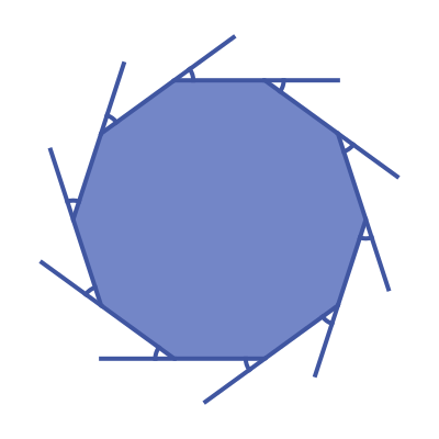 Exterior angles of an irregular decagon