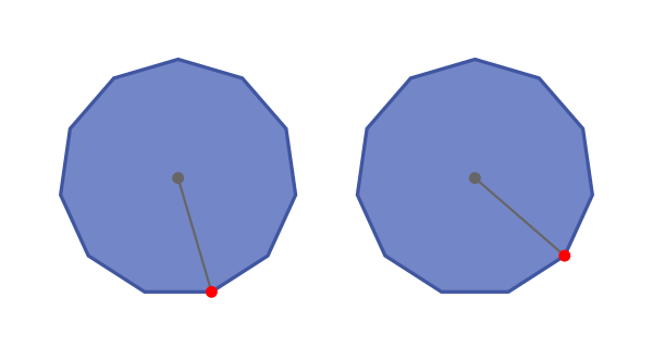 Lines of symmetry of a regular hendecagon