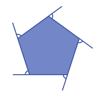 Exterior angles of an irregular pentagon