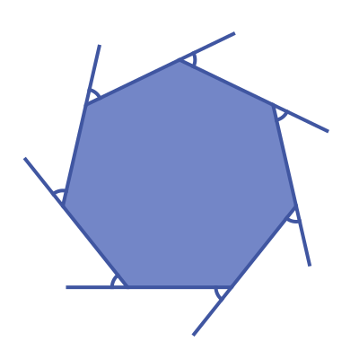 Exterior angles of an irregular heptagon
