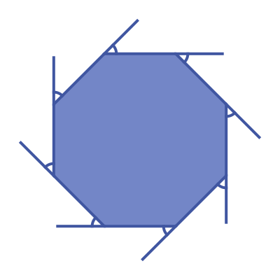 Exterior angles of an irregular octagon