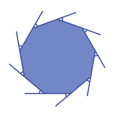 Exterior angles of an irregular nonagon