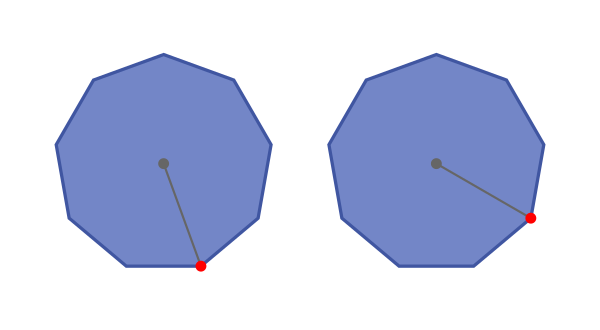 Lines of symmetry of a regular nonagon