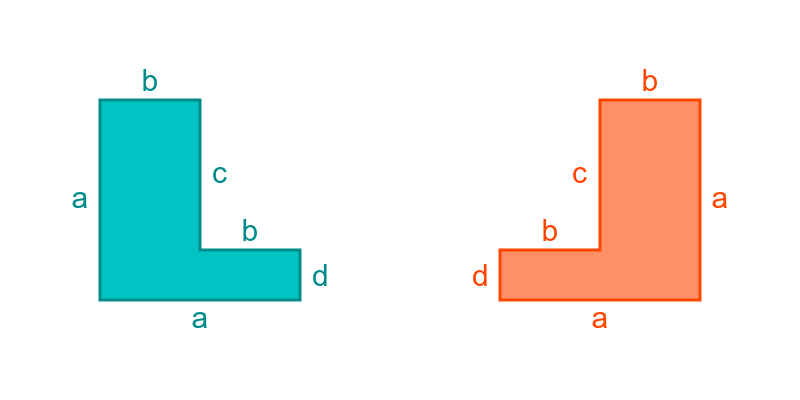 Congruent reflected shapes