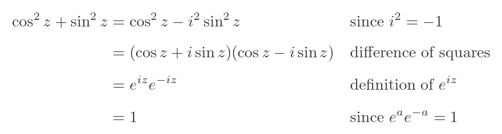 Complex trig identities