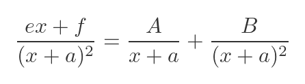 Partial fraction squared term