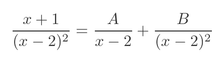 Partial fraction squared term