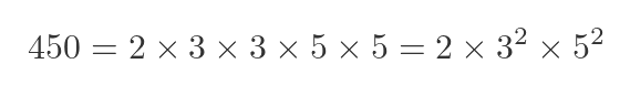 450 = 2 \times 3^2 \times 5^2